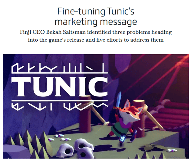 Tunic - Marketing